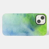 抽象芸術水色の手の絵を描背下8 iPhoneケース (裏面横)