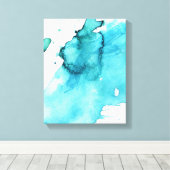 抽象芸術水色の手の絵を描背景2 キャンバスプリント (インサイチュ (ウッドフロア))