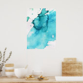 抽象芸術水色の手の絵を描背景2 ポスター (キッチン)