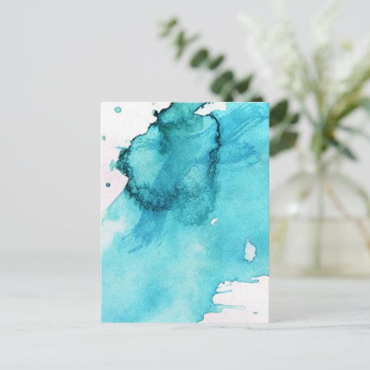 抽象芸術水色の手の絵を描背景2 ポストカード (スタンド正面)