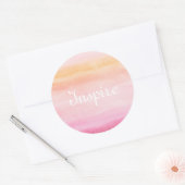 抽象芸術水色の手の絵を描背景4 ラウンドシール (封筒)