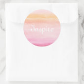 抽象芸術水色の手の絵を描背景4 ラウンドシール (バッグ)