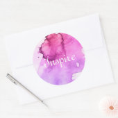 抽象芸術水色の手の絵を描背景5 ラウンドシール (封筒)