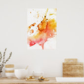 抽象芸術水色の手の背絵を描景 ポスター (キッチン)