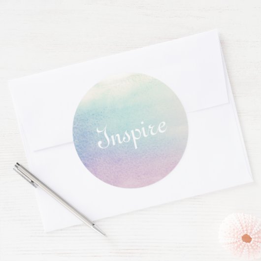 抽象芸術水色の手の背絵を描景 ラウンドシール (封筒)