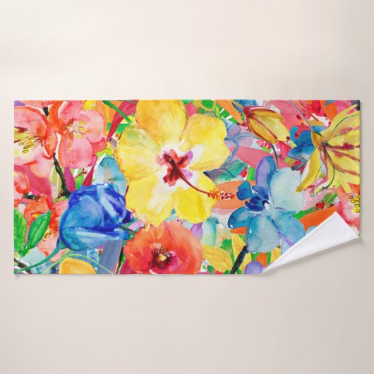 抽象芸術水色の手色彩の鮮やかの背景(m) バスタオル (バスタオル)