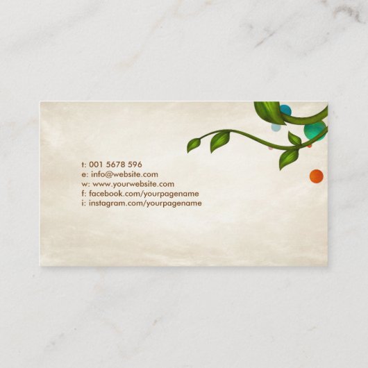 抽象芸術水色の渦巻き分岐 名刺 (裏面)