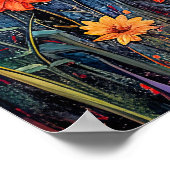 抽象芸術水色の満月のイラストレーション ポスター (角)