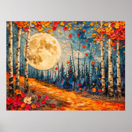 抽象芸術水色の満月のイラストレーション ポスター