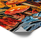 抽象芸術水色の満月のイラストレーション ポスター (角)