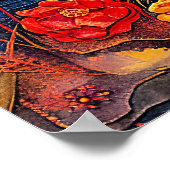 抽象芸術水色の満月のイラストレーション ポスター (角)