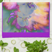 抽象芸術水色の熱帯フローララン キッチンタオル (折り畳み)