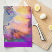 抽象芸術水色の熱帯フローララン キッチンタオル (四つ折り)