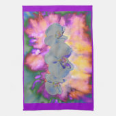 抽象芸術水色の熱帯フローララン キッチンタオル (縦)