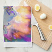 抽象芸術水色の熱帯フローララン キッチンタオル (四つ折り)