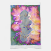 抽象芸術水色の熱帯フローララン キッチンタオル (縦)