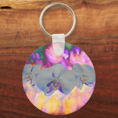 抽象芸術水色の熱帯フローララン キーホルダー (正面)