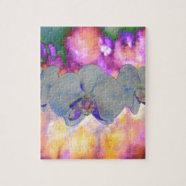 抽象芸術水色の熱帯フローララン ジグソーパズル
