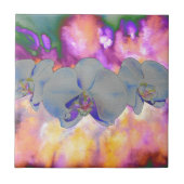 抽象芸術水色の熱帯フローララン タイル (正面)