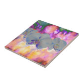 抽象芸術水色の熱帯フローララン タイル (側面)