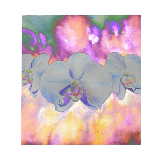 抽象芸術水色の熱帯フローララン ノートパッド (正面)