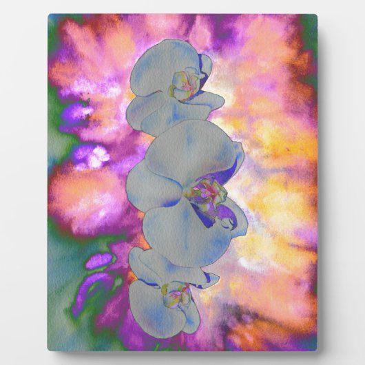 抽象芸術水色の熱帯フローララン フォトプラーク (正面)