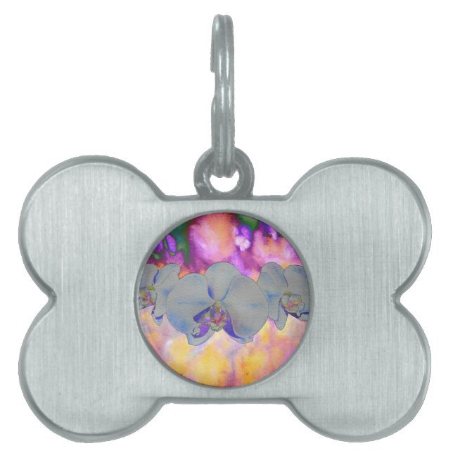 抽象芸術水色の熱帯フローララン ペットネームタグ (正面)