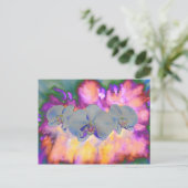 抽象芸術水色の熱帯フローララン ポストカード (スタンド正面)