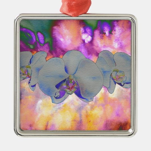 抽象芸術水色の熱帯フローララン メタルオーナメント (正面)