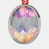 抽象芸術水色の熱帯フローララン メタルオーナメント (左)