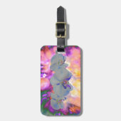 抽象芸術水色の熱帯フローララン ラゲッジタグ (正面縦)