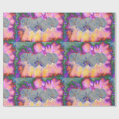 抽象芸術水色の熱帯フローララン ラッピングペーパー (フラット)