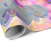 抽象芸術水色の熱帯フローララン ラッピングペーパー (ロールコーナー)