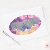 抽象芸術水色の熱帯フローララン 楕円形シール (封筒)