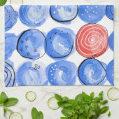 抽象芸術水色の青いドット キッチンタオル (折り畳み)