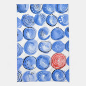 抽象芸術水色の青いドット キッチンタオル (縦)