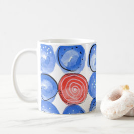 抽象芸術水色の青いドット コーヒーマグカップ