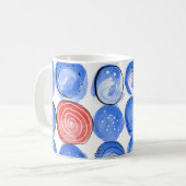 抽象芸術水色の青いドット コーヒーマグカップ (正面左)