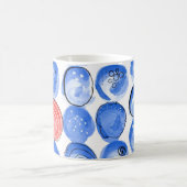 抽象芸術水色の青いドット コーヒーマグカップ (中央)