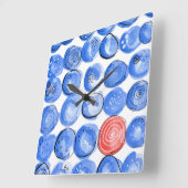 抽象芸術水色の青いドット スクエア壁時計 (傾斜)