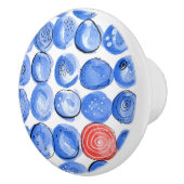 抽象芸術水色の青いドット セラミックノブ (右)