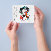 抽象芸術水色インクカラフル女性メイクアップフライ チラシ (手)