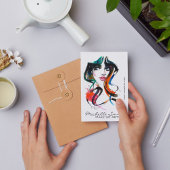 抽象芸術水色インクカラフル女性メイクアップポスト ポストカード