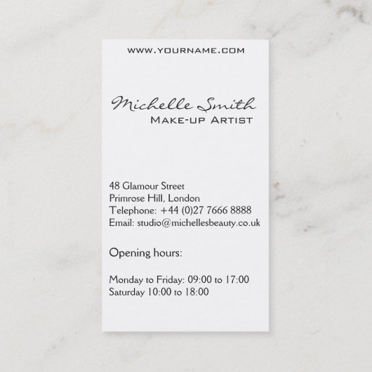 抽象芸術水色インクカラフル女性メイクアップBusi 名刺 (裏面)