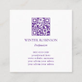 抽象芸術水色インクQRコード スクエア名刺 (裏面)