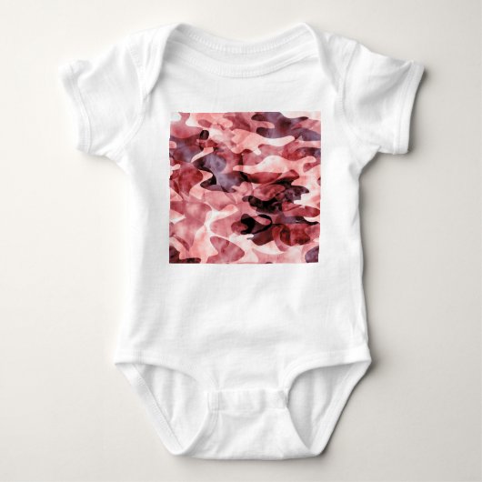 抽象芸術水色カモフラージュ：タイ染料。 ベビーボディスーツ (正面)