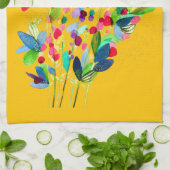 抽象芸術水色カラフルフローラ キッチンタオル (折り畳み)