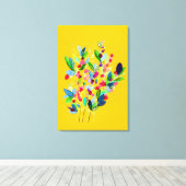 抽象芸術水色カラフルフローラ キャンバスプリント (インサイチュ (ウッドフロア))