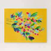 抽象芸術水色カラフルフローラ ジグソーパズル (横)