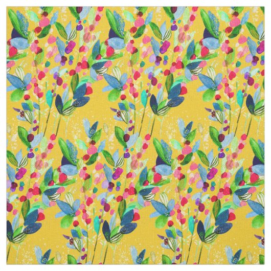 抽象芸術水色カラフルフローラ ファブリック (見本)